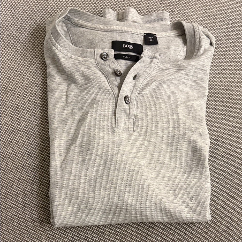 BOSS Casual Light Gray Button Down Shirt
